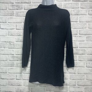 Spense Mock Neck Metallic Thread Raw Hem Top 8